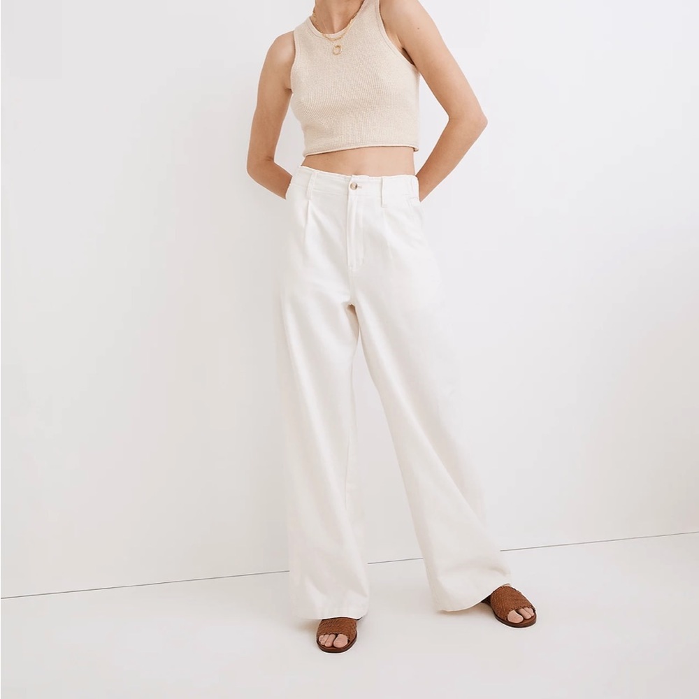 Madewell Cream Wide-Leg Pants